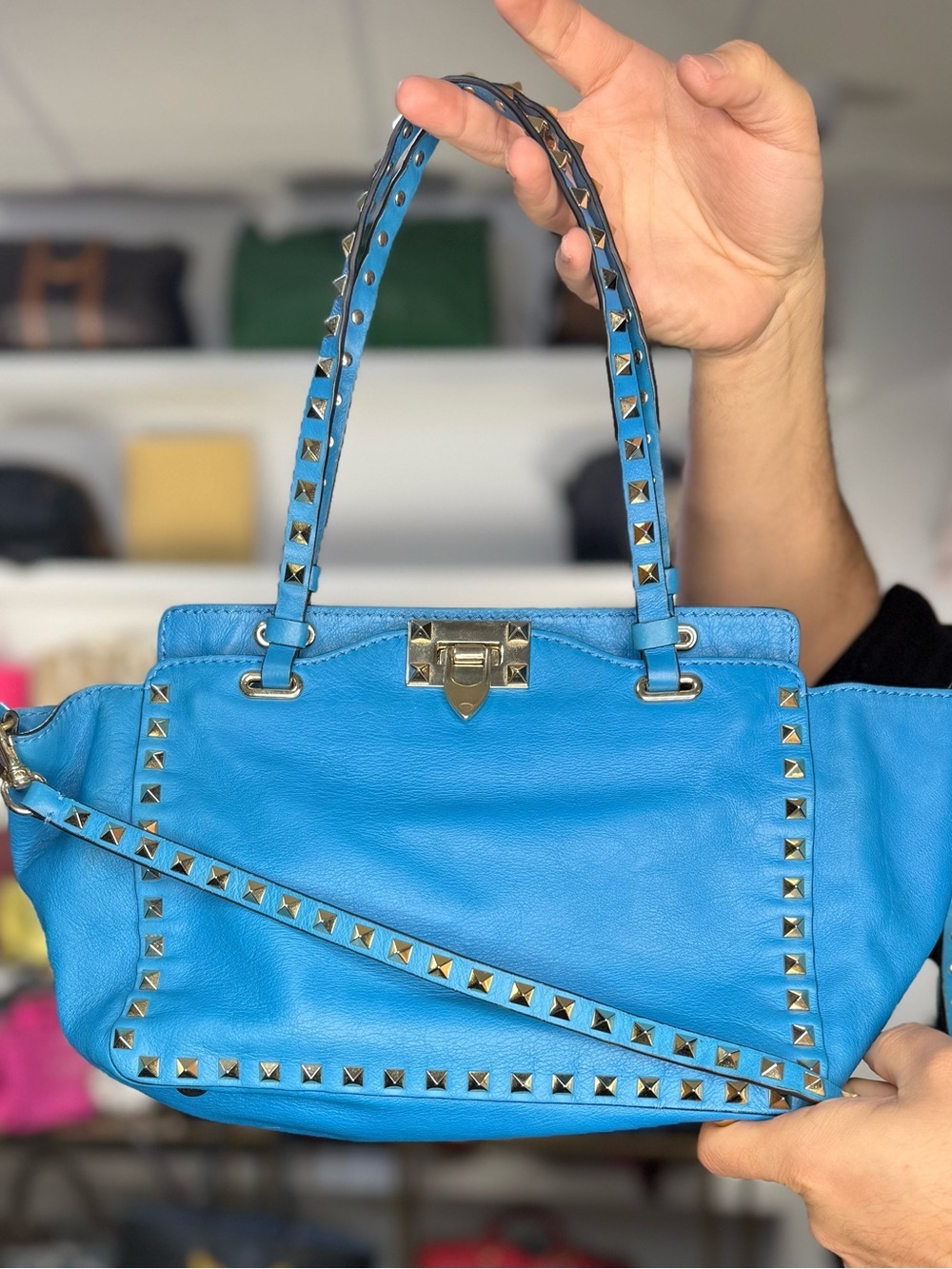 VALENTINO BLUE ROCKSTUD BAG